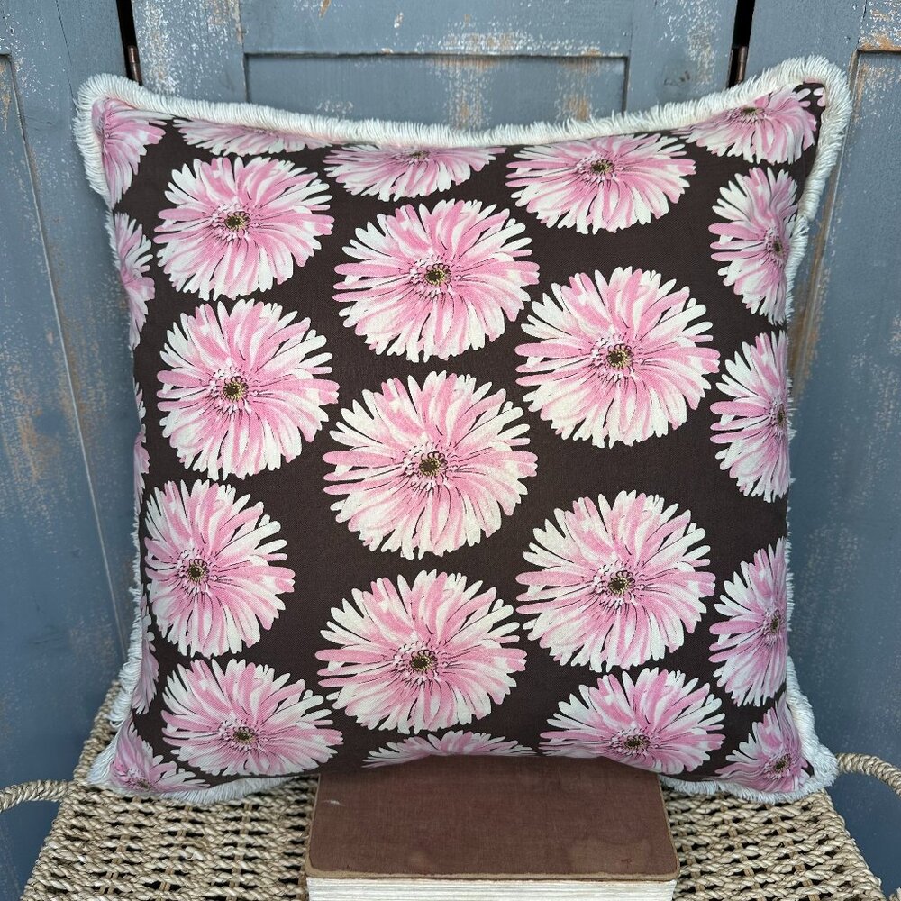 Arhaus Daisy Down Pillow Pink Brown